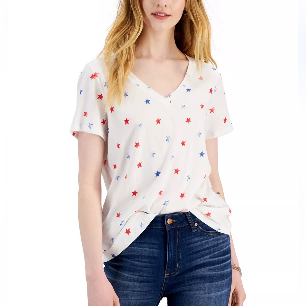 Style & Co. Nwot. Women’s cotton printed v-neck tshirt. Size PXL.